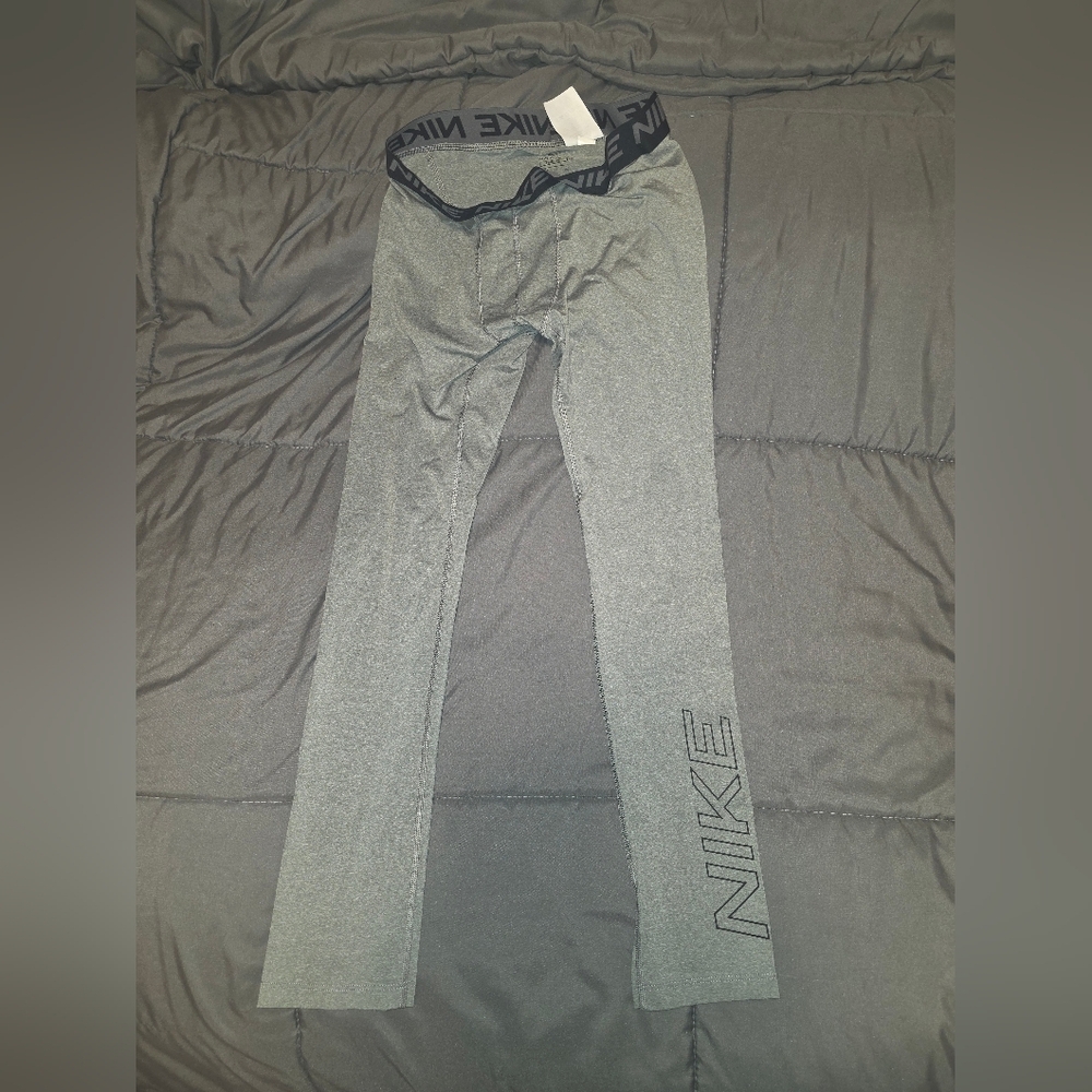 Nike Grey Athletic Leggings with Side Logo
